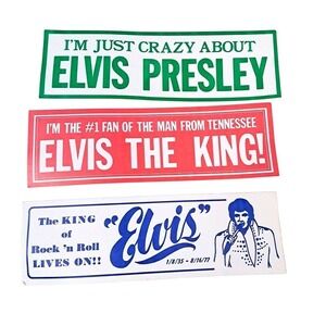 Elvis Presley Bumper Sticker Set 1970s Unused Vintage Rock n Roll King